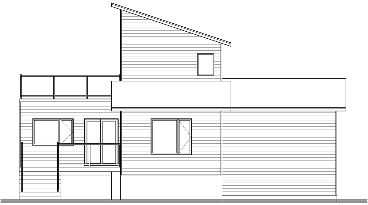 Cabin Contemporary Cottage Modern Rear Elevation of Plan 76547