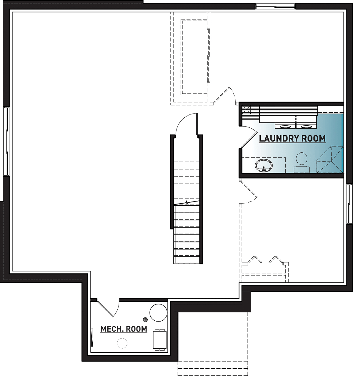 Contemporary Country Craftsman Modern Lower Level of Plan 76549