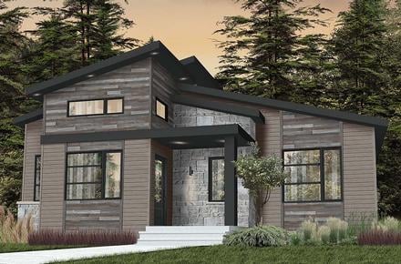 Contemporary Country Craftsman Modern Elevation of Plan 76549