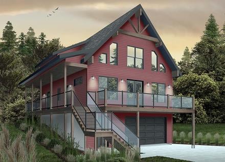 Cabin, Coastal, Country, Traditional House Plan 76550 with 4 Beds, 3 Baths, 1 Car Garage