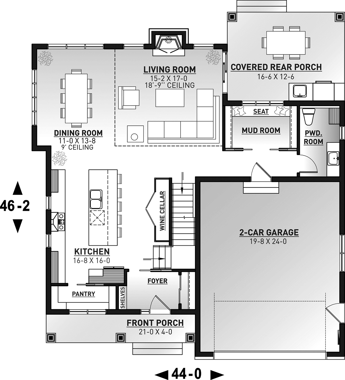 Country Farmhouse Level One of Plan 76551