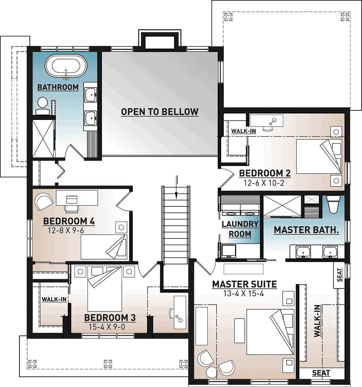 Country Farmhouse Level Two of Plan 76551