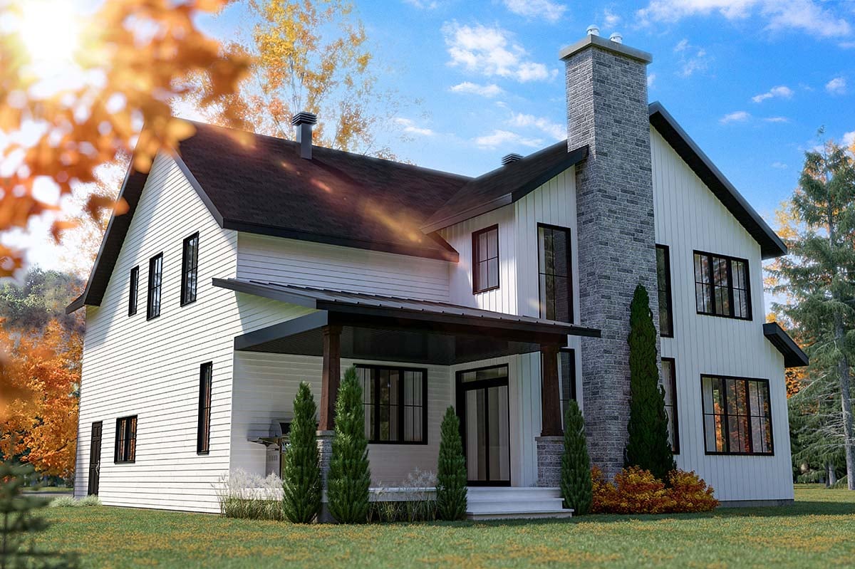 Country, Farmhouse Plan with 2496 Sq. Ft., 4 Bedrooms, 3 Bathrooms, 2 Car Garage Picture 2