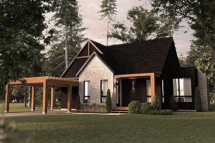 Cabin Cottage Craftsman Ranch Elevation of Plan 76553