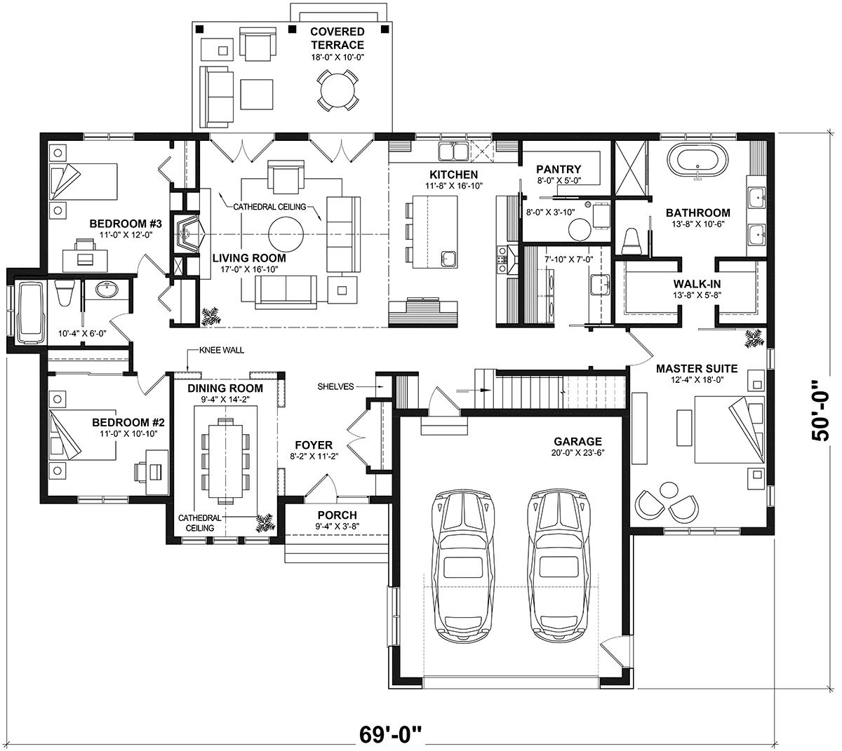 Country Farmhouse Level One of Plan 76554