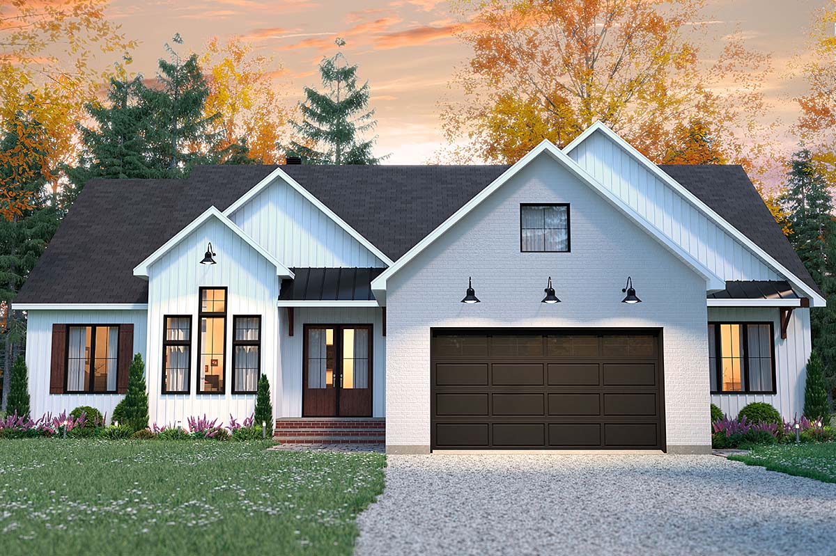 Country, Farmhouse Plan with 2117 Sq. Ft., 3 Bedrooms, 2 Bathrooms, 2 Car Garage Elevation
