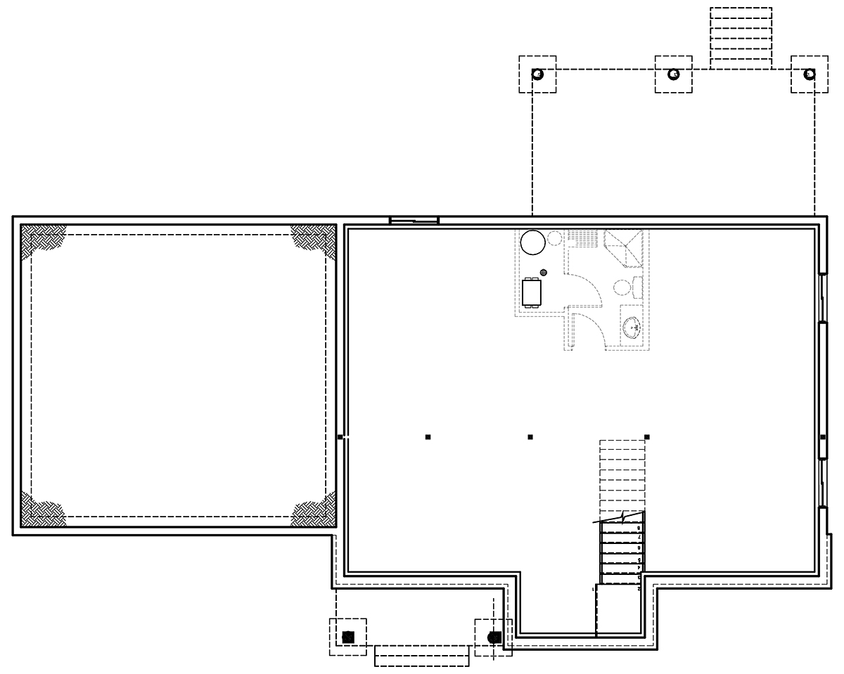 Country Farmhouse Lower Level of Plan 76555