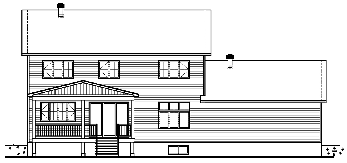 Country Farmhouse Rear Elevation of Plan 76555