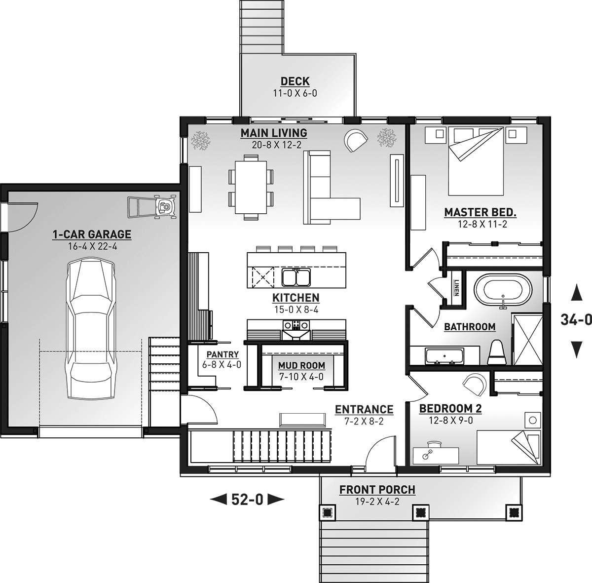 Country Craftsman Ranch Level One of Plan 76556