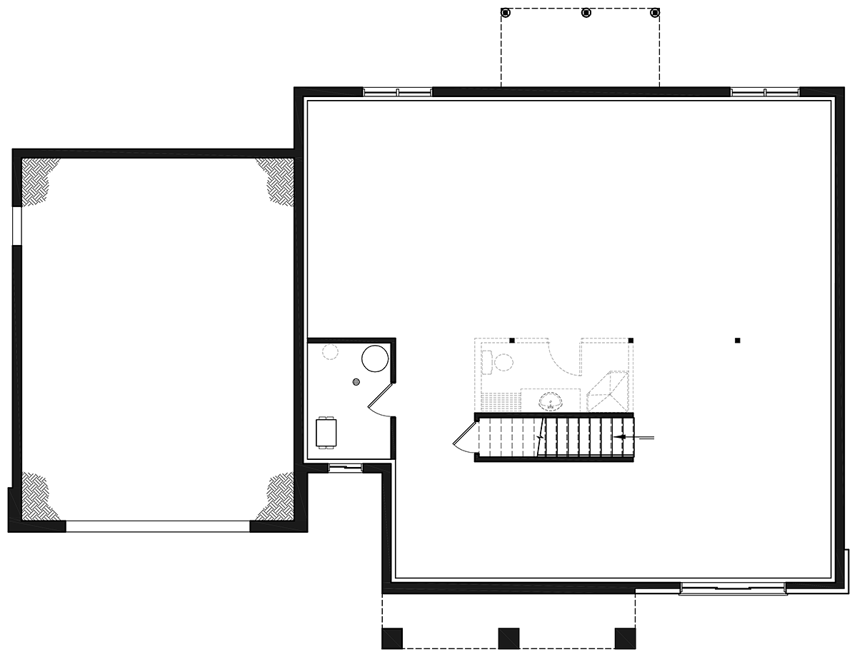 Country Craftsman Farmhouse Ranch Lower Level of Plan 76557