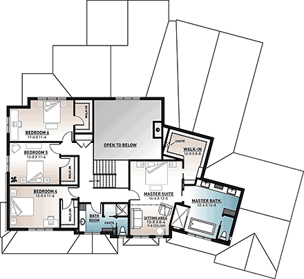 House Plan 76561 Second Level Plan