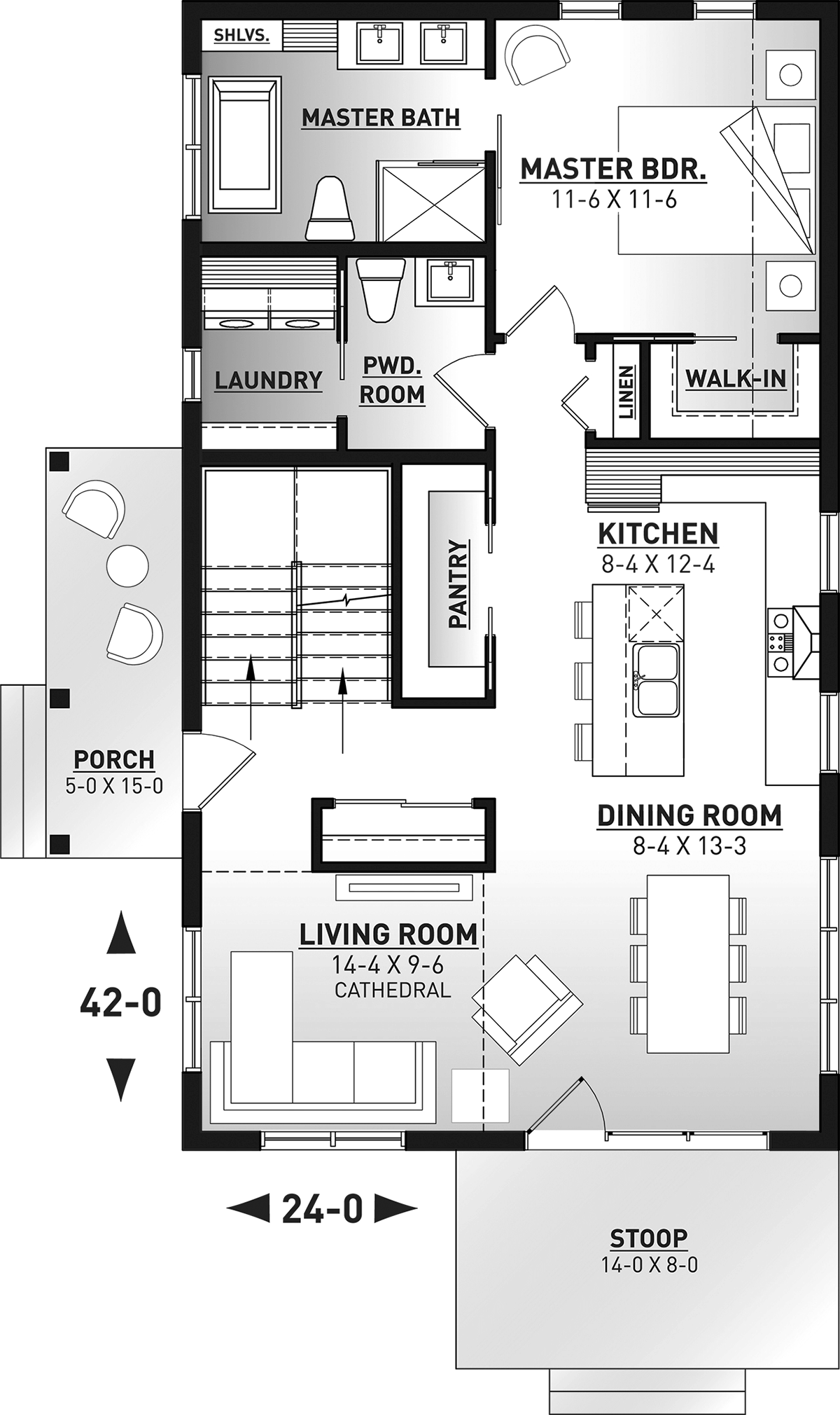 Cabin Contemporary Level One of Plan 76562