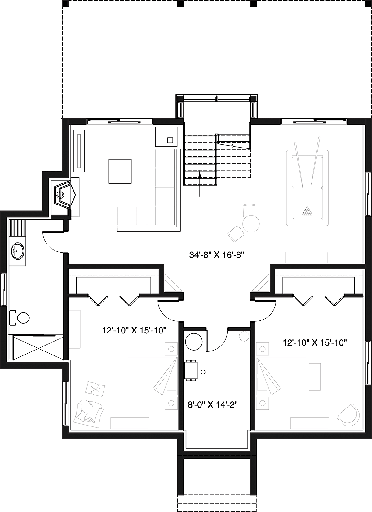 Cabin Contemporary Cottage Modern Lower Level of Plan 76571