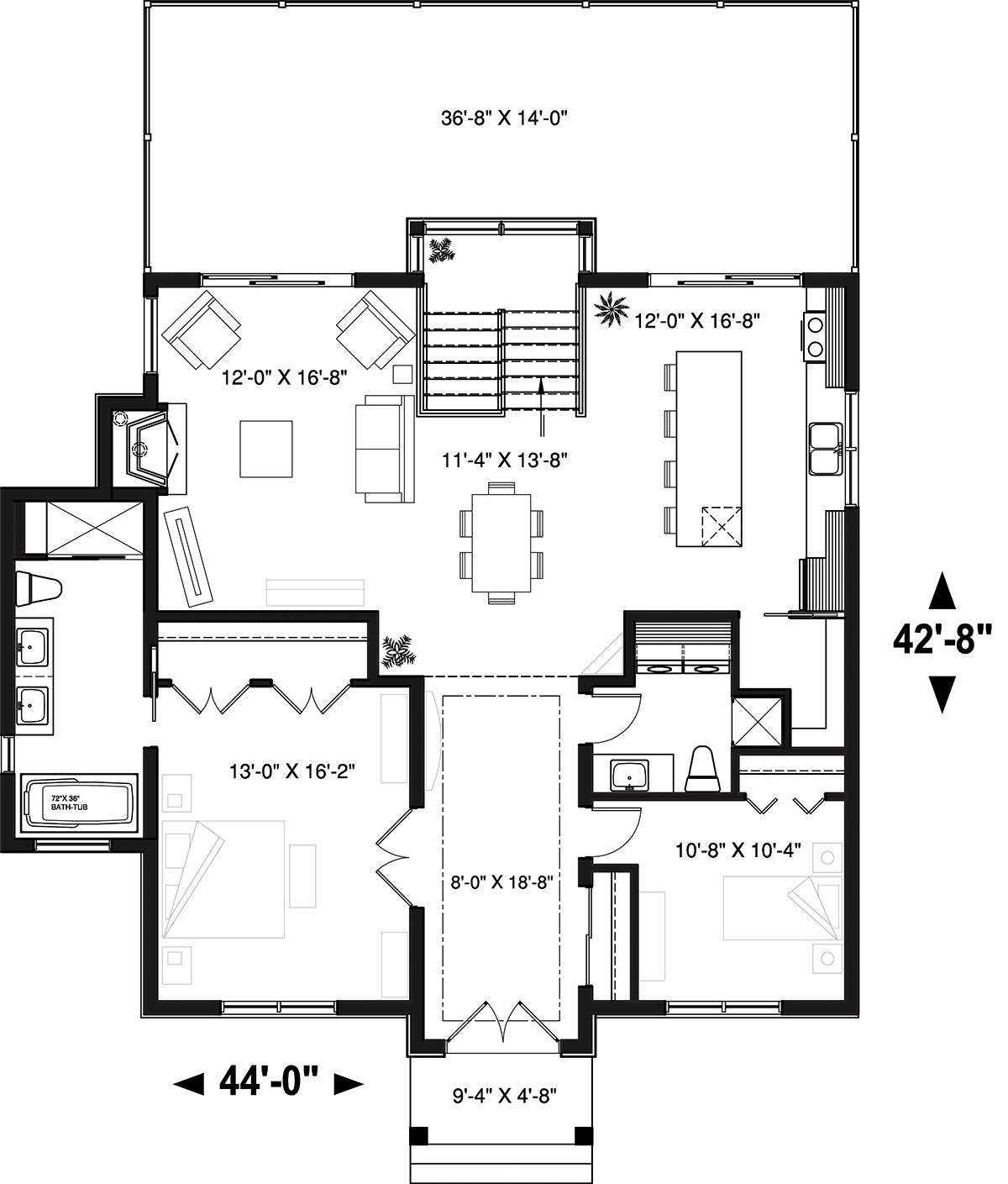 Cabin Contemporary Cottage Modern Level One of Plan 76571