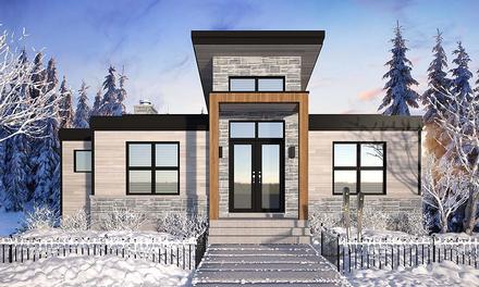 Cabin Contemporary Cottage Modern Elevation of Plan 76571