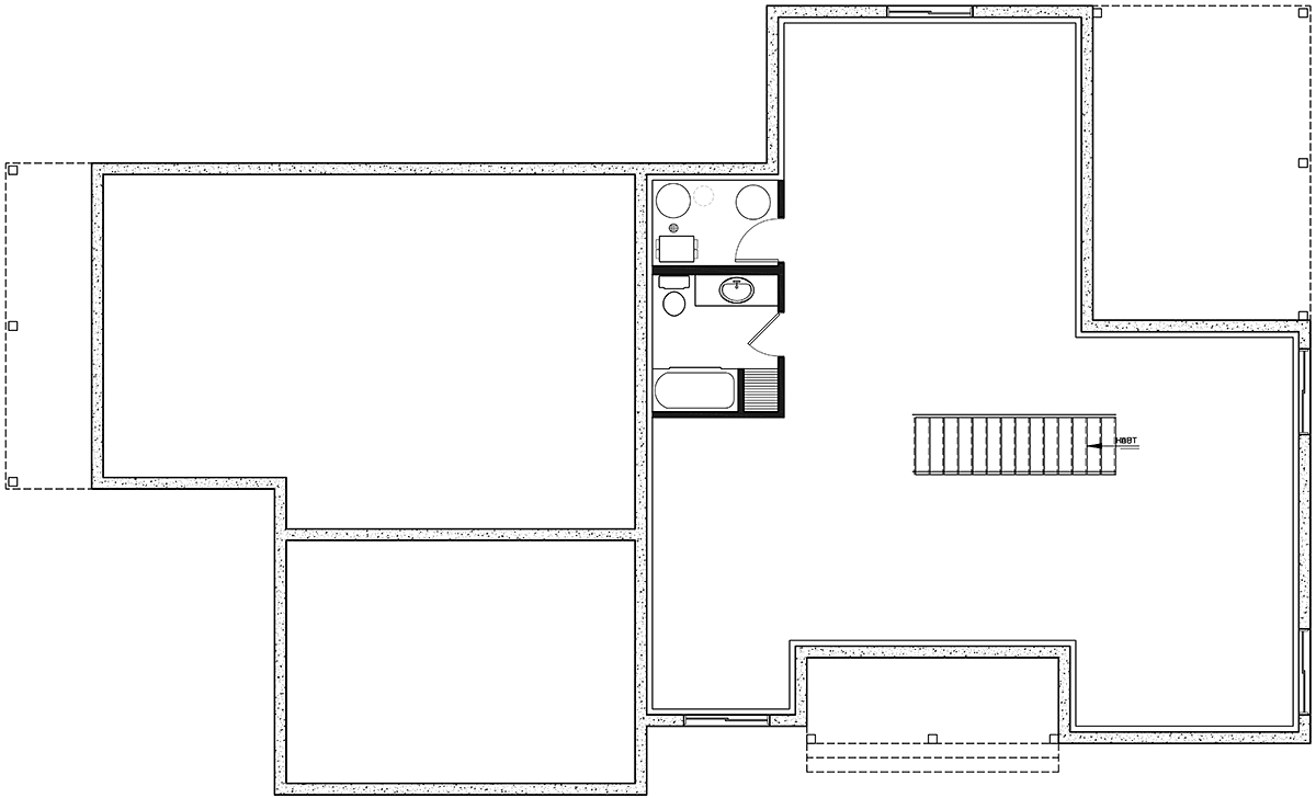 Cabin Cottage Country Farmhouse Ranch Lower Level of Plan 76572