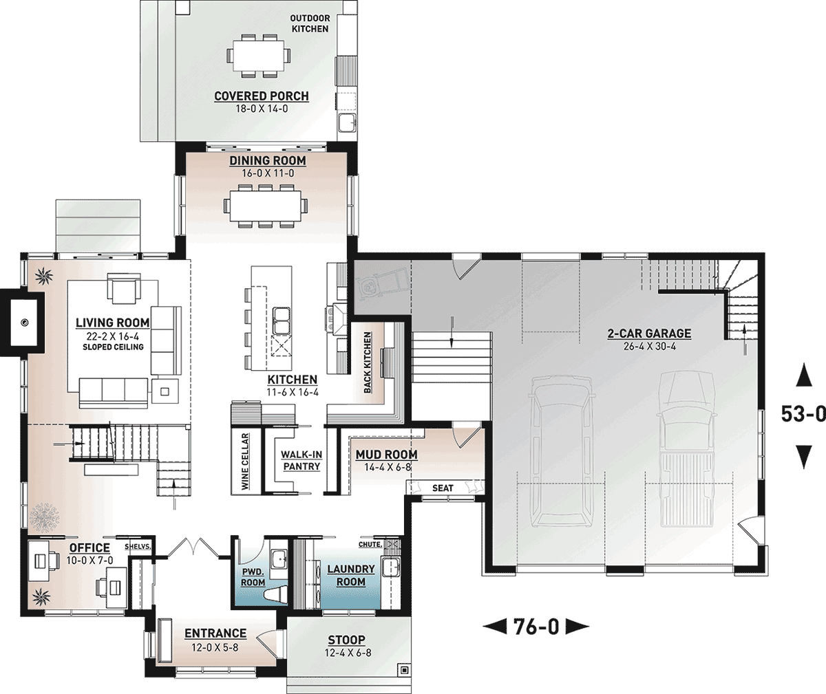 Craftsman Farmhouse Level One of Plan 76573