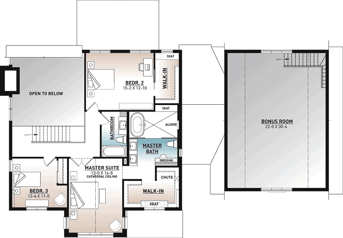 Craftsman Farmhouse Level Two of Plan 76573