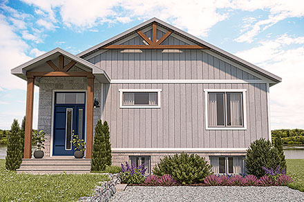 Cabin Contemporary Cottage Modern Elevation of Plan 76576