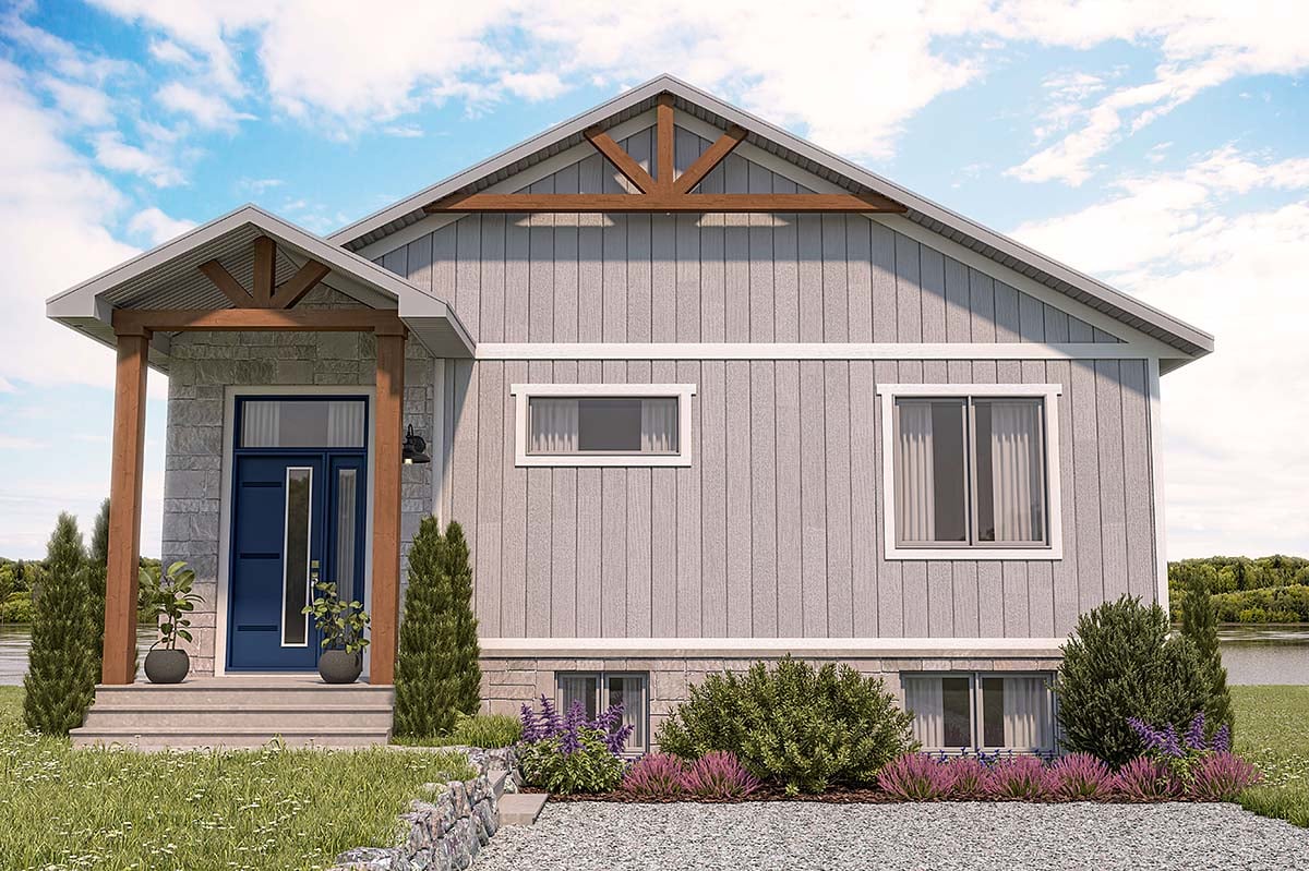 Cabin, Contemporary, Cottage, Modern Plan with 1209 Sq. Ft., 2 Bedrooms, 1 Bathrooms Elevation