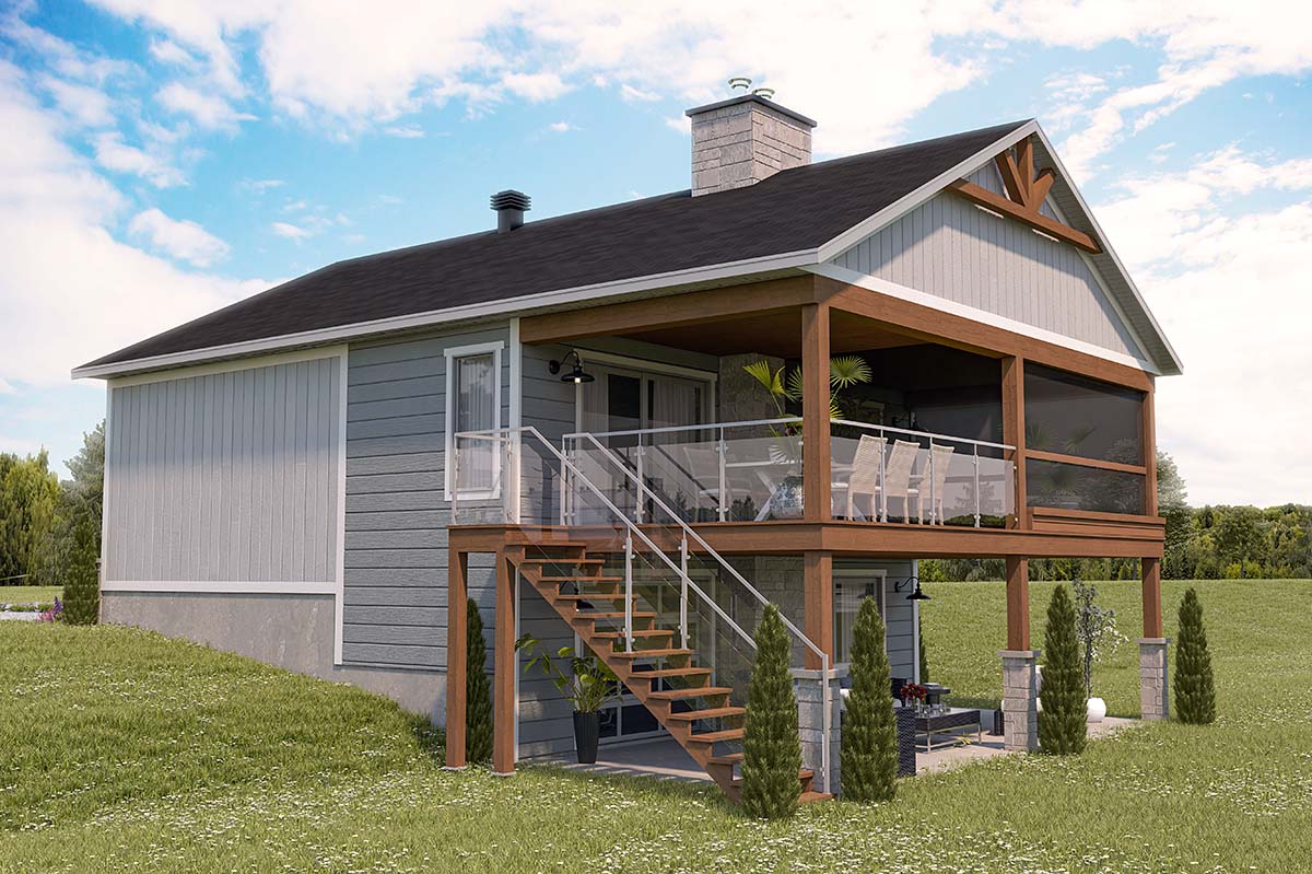 Cabin, Contemporary, Cottage, Modern Plan with 1209 Sq. Ft., 2 Bedrooms, 1 Bathrooms Picture 2