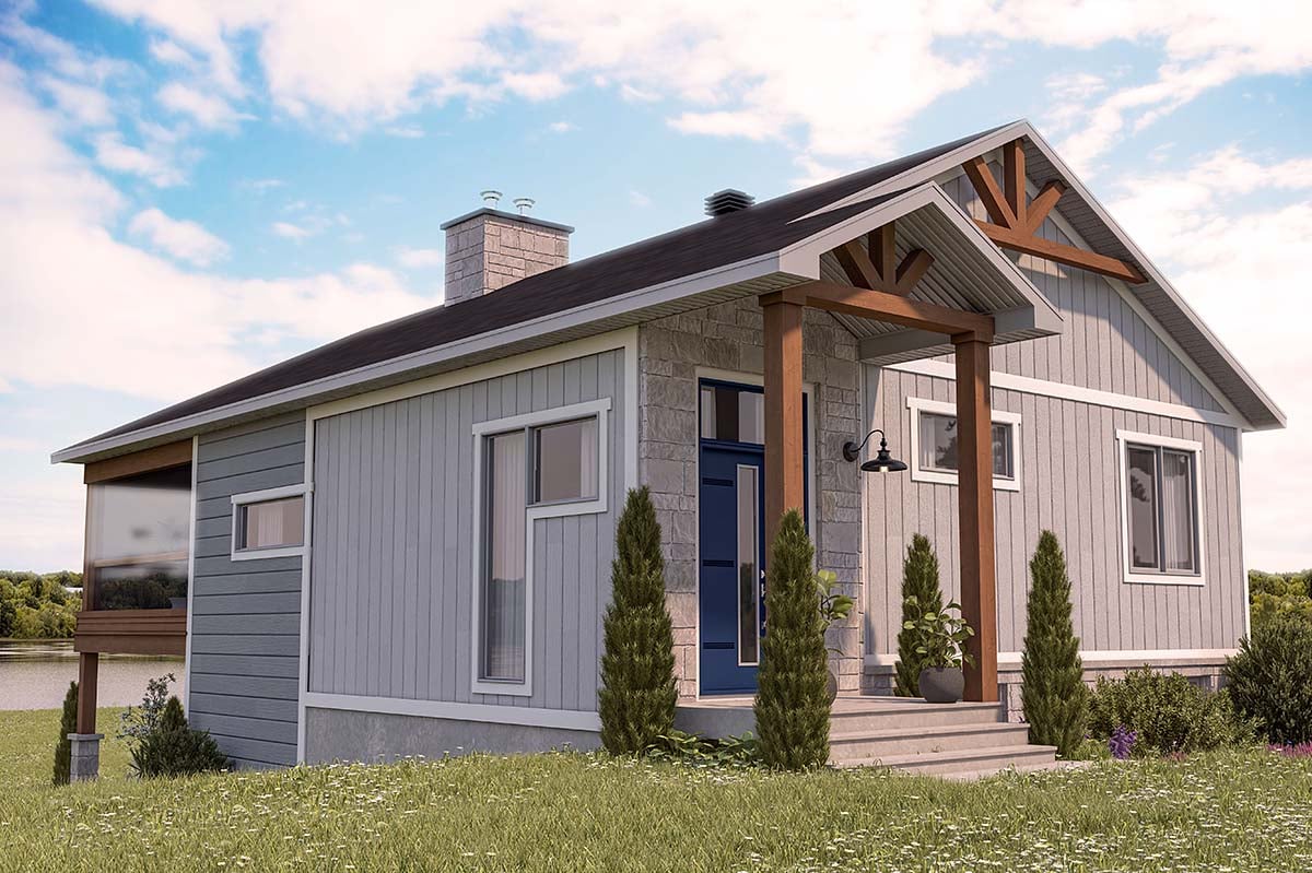 Cabin, Contemporary, Cottage, Modern Plan with 1209 Sq. Ft., 2 Bedrooms, 1 Bathrooms Picture 3