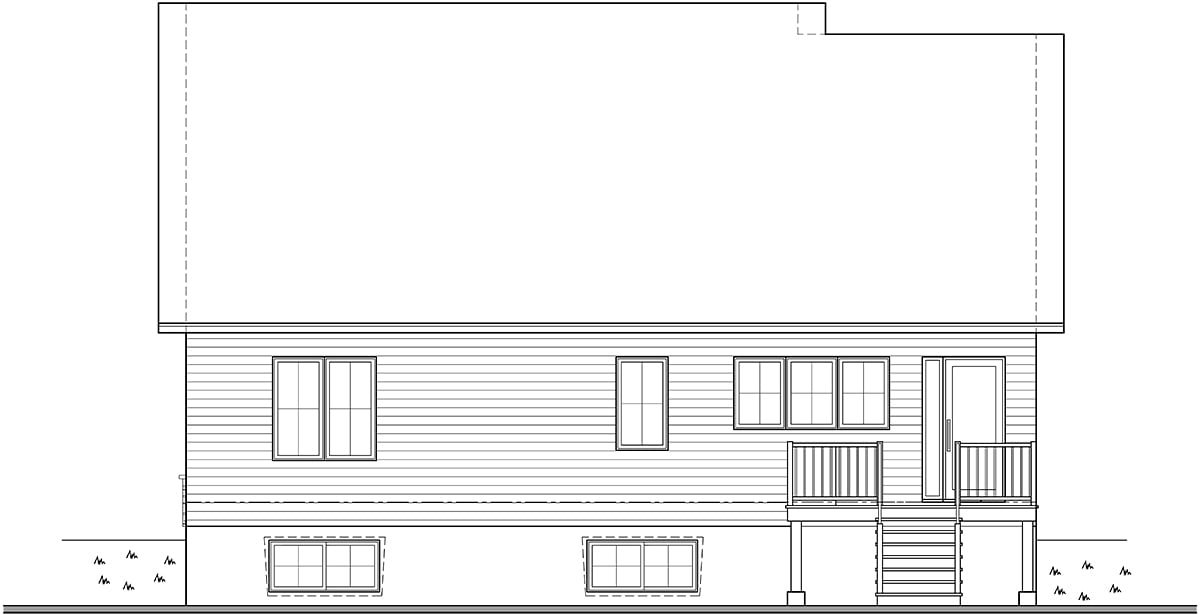 Craftsman, Farmhouse, Ranch Plan with 2814 Sq. Ft., 3 Bedrooms, 3 Bathrooms, 1 Car Garage Rear Elevation