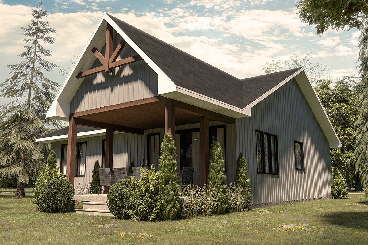 Country Craftsman Farmhouse Rear Elevation of Plan 76581