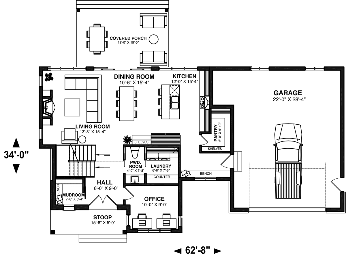 Country Craftsman Farmhouse Level One of Plan 76582