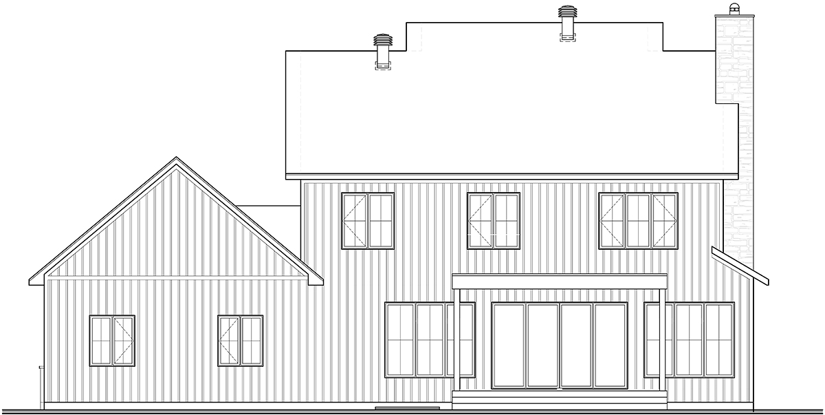 Country, Craftsman, Farmhouse Plan with 2383 Sq. Ft., 3 Bedrooms, 3 Bathrooms, 2 Car Garage Rear Elevation