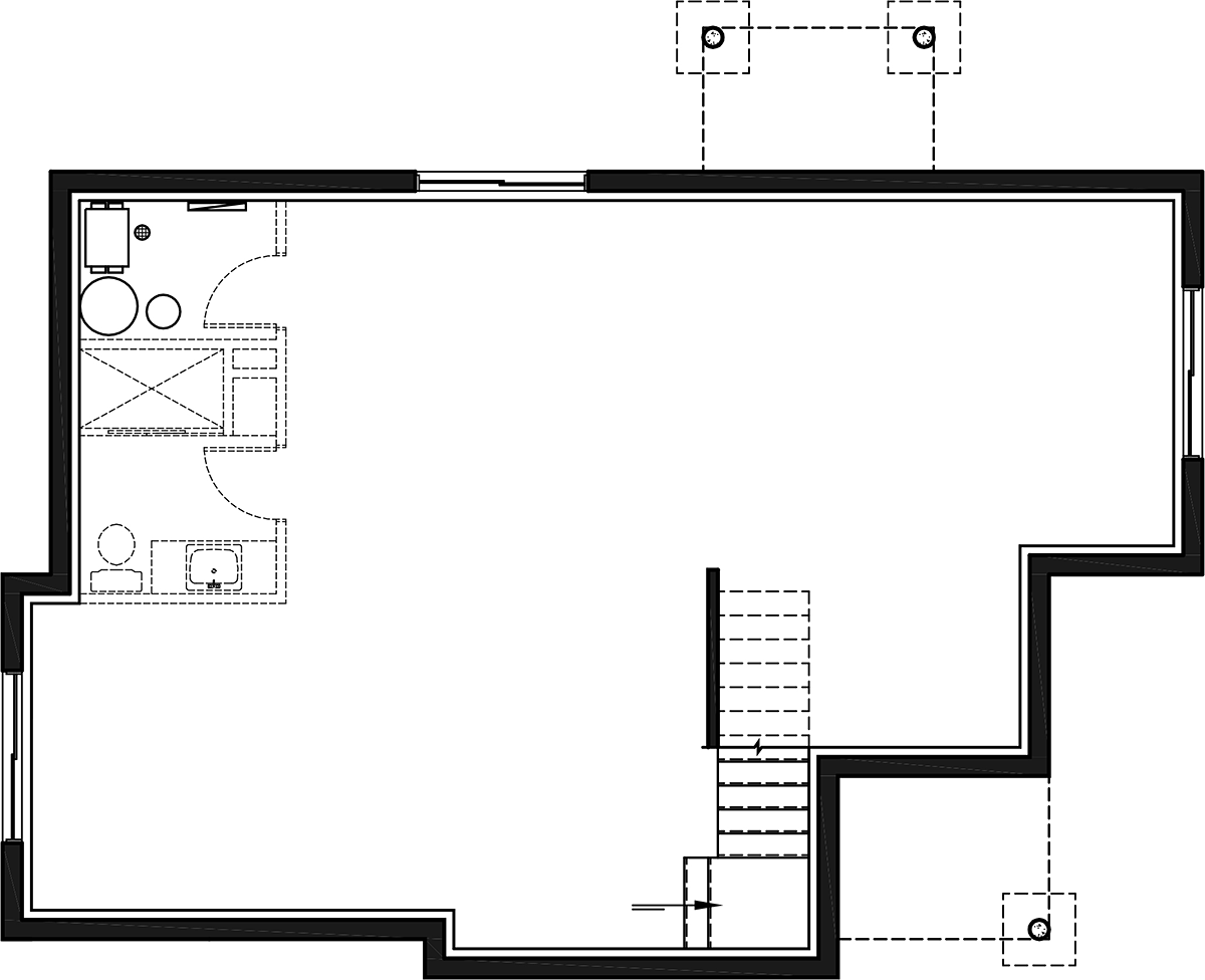 Bungalow Contemporary Lower Level of Plan 76584