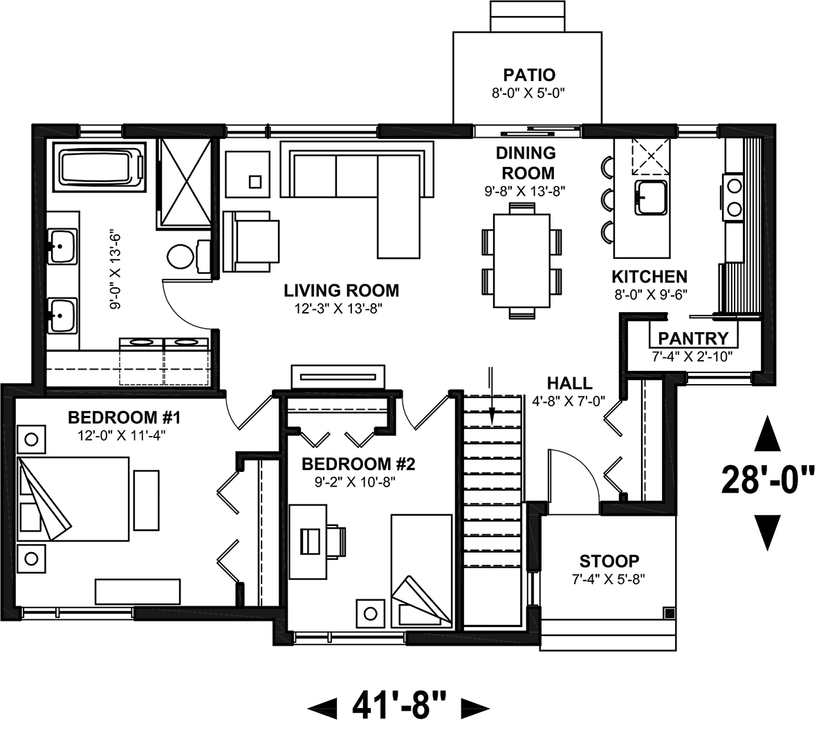 Bungalow Contemporary Level One of Plan 76584