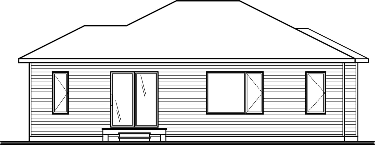 Bungalow Contemporary Rear Elevation of Plan 76584