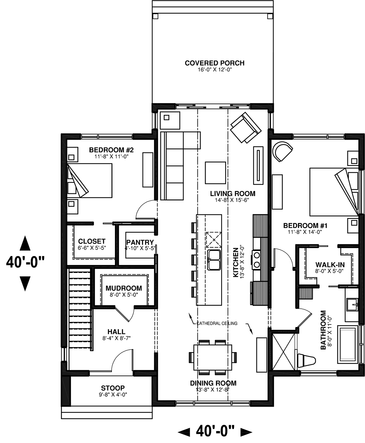 Contemporary Cottage Modern Level One of Plan 76587