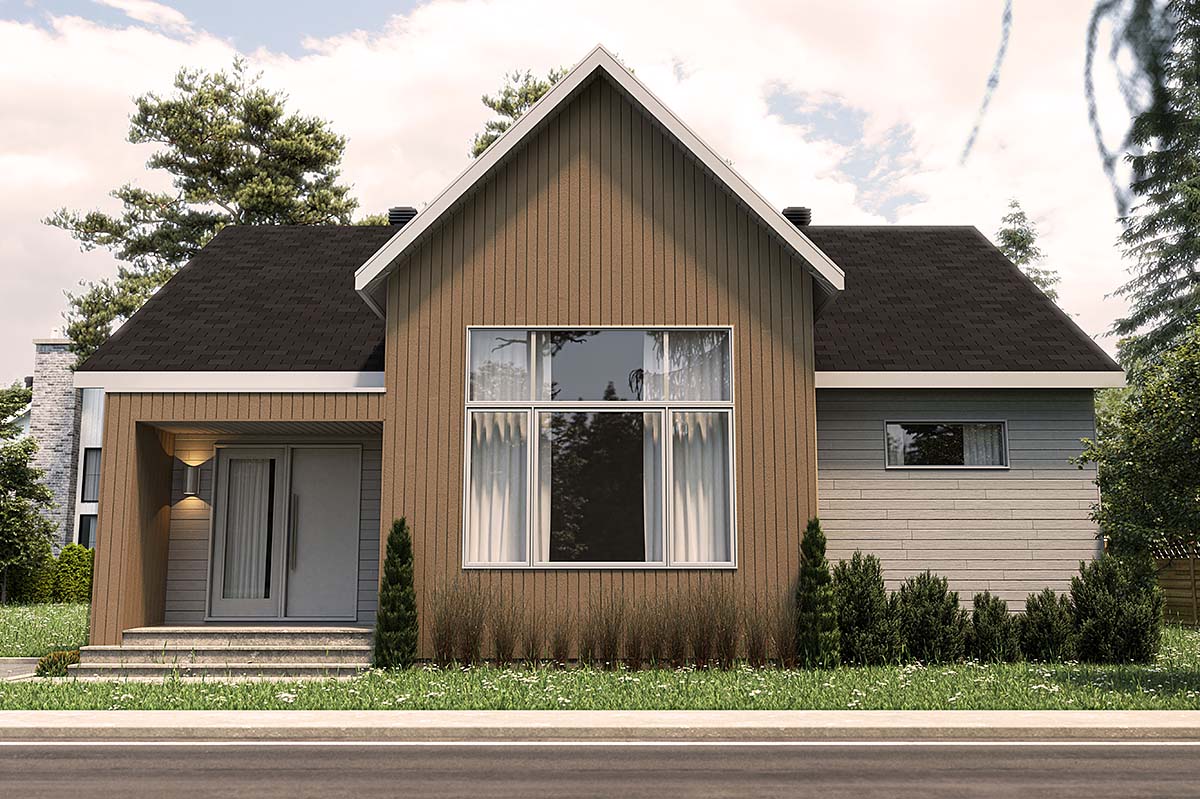 Contemporary, Cottage, Modern Plan with 1408 Sq. Ft., 2 Bedrooms, 1 Bathrooms Elevation