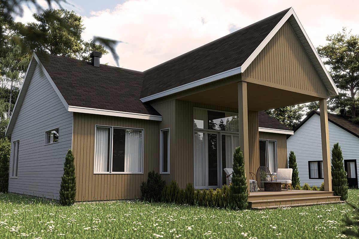 Contemporary Cottage Modern Rear Elevation of Plan 76587