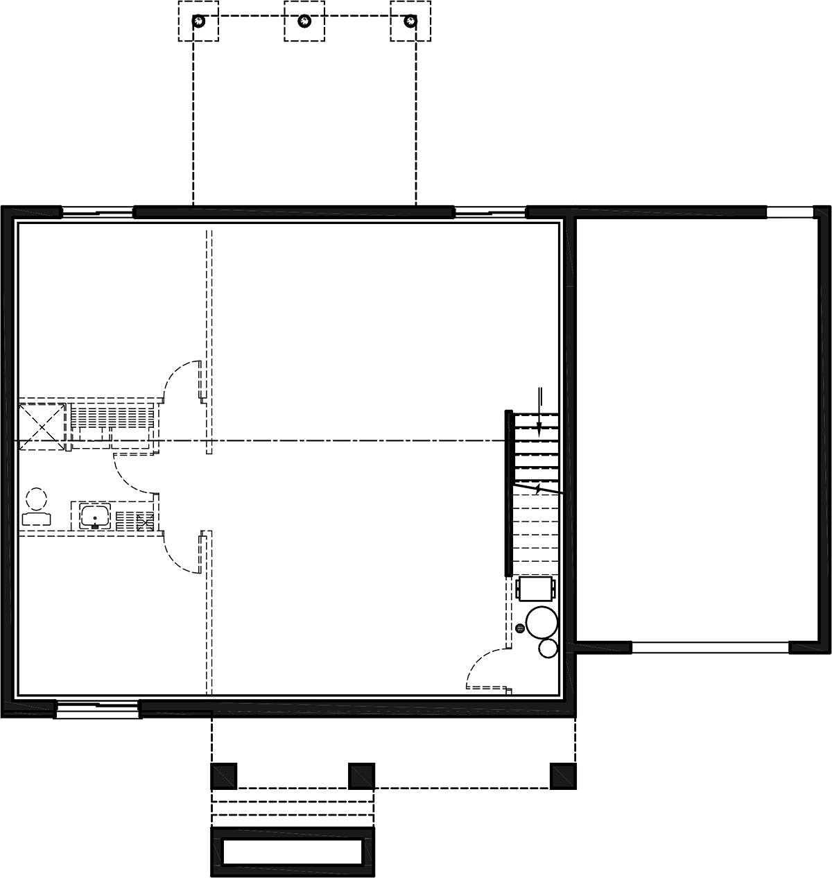 Country Craftsman Farmhouse Ranch Lower Level of Plan 76589