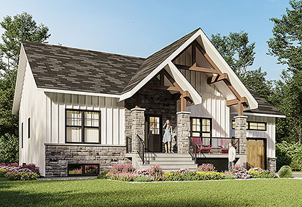 Country Craftsman Farmhouse Ranch Elevation of Plan 76589