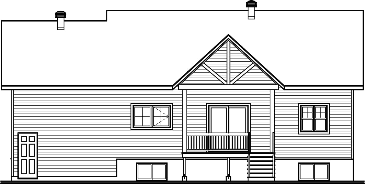Country Craftsman Farmhouse Ranch Rear Elevation of Plan 76589