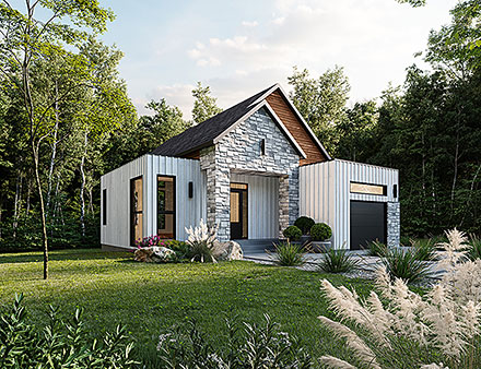 Cabin Contemporary Cottage Craftsman Farmhouse Modern Elevation of Plan 76590