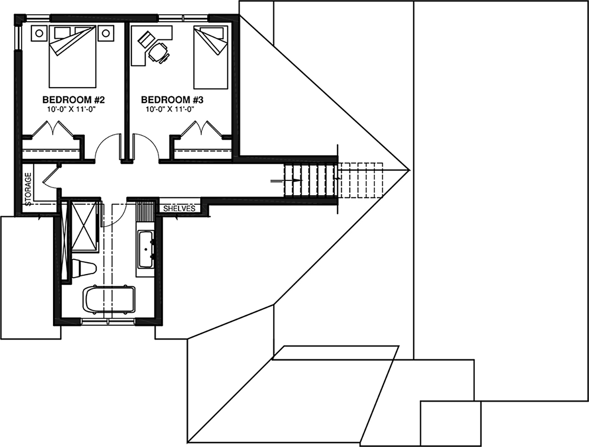 Country Craftsman Farmhouse Level Two of Plan 76592