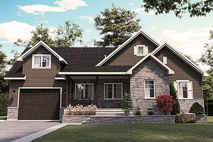 Country Craftsman Farmhouse Elevation of Plan 76592