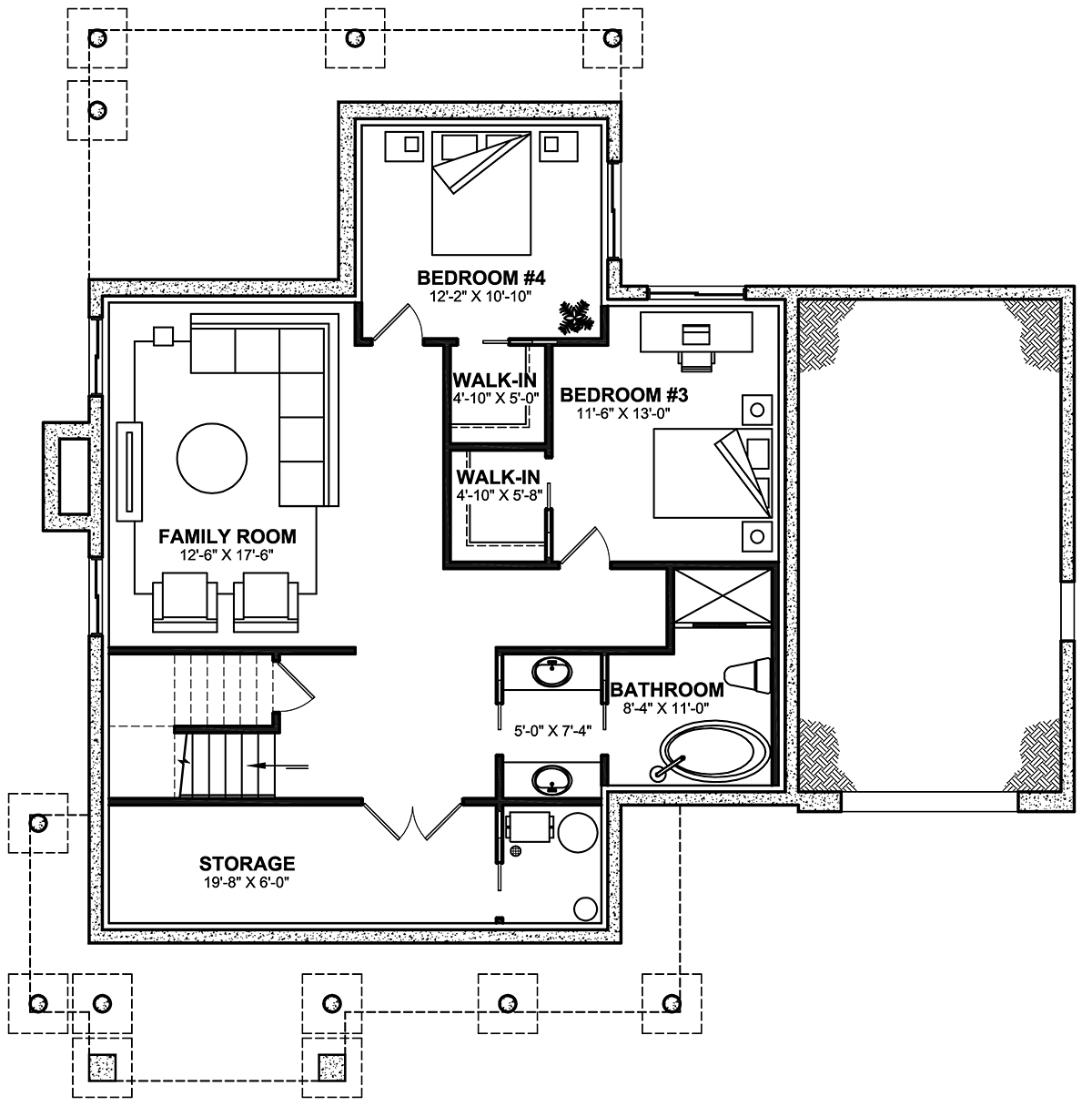 Country Craftsman Farmhouse Lower Level of Plan 76595