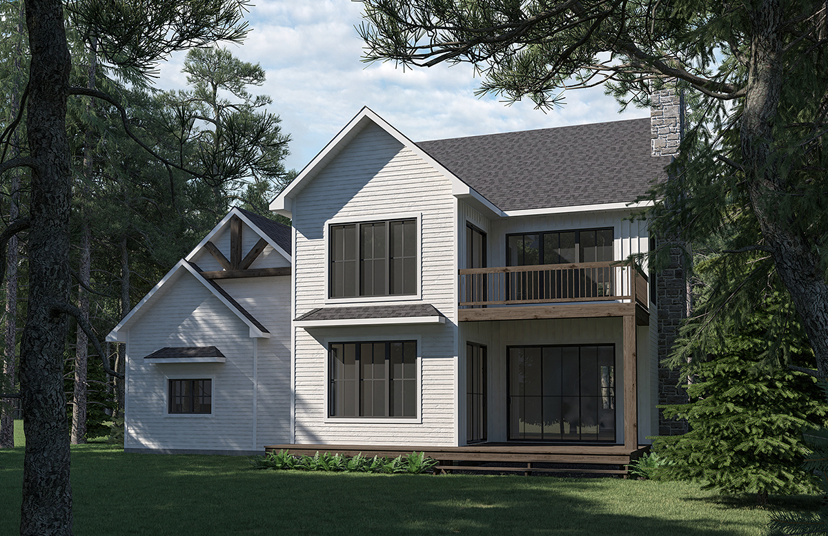 Country, Craftsman, Farmhouse Plan with 3137 Sq. Ft., 4 Bedrooms, 3 Bathrooms, 1 Car Garage Rear Elevation
