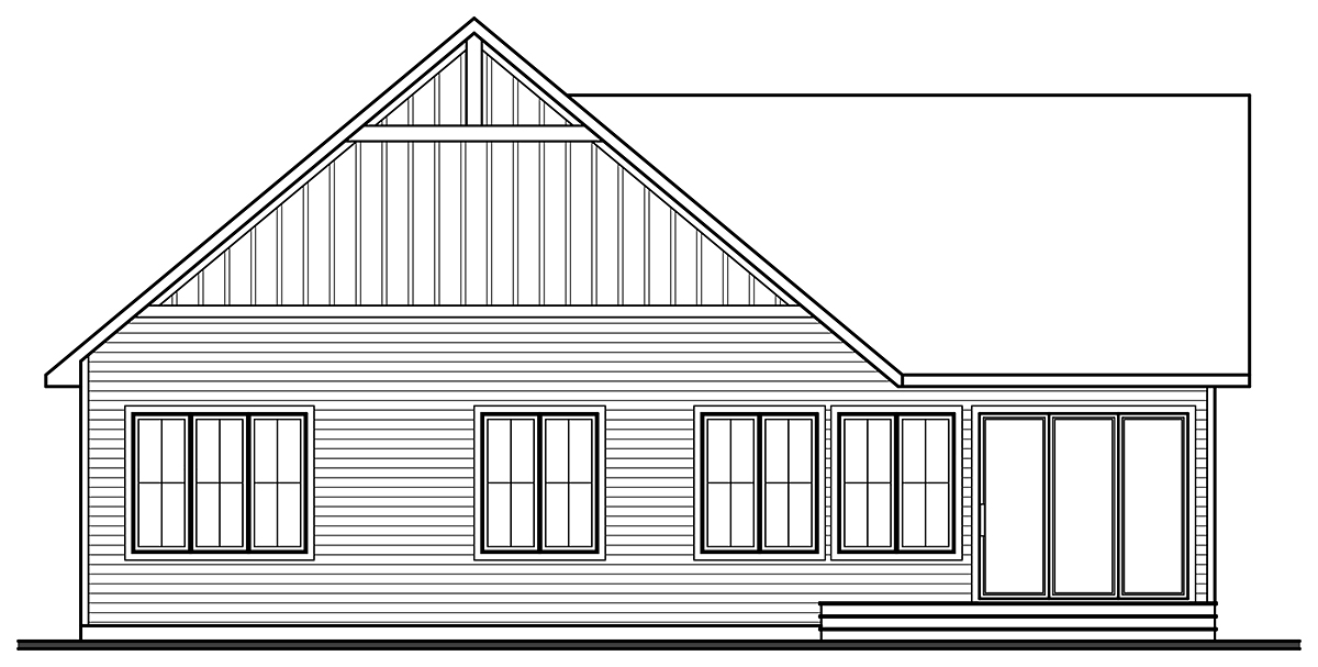 Bungalow Country Craftsman Farmhouse Ranch Traditional Rear Elevation of Plan 76596