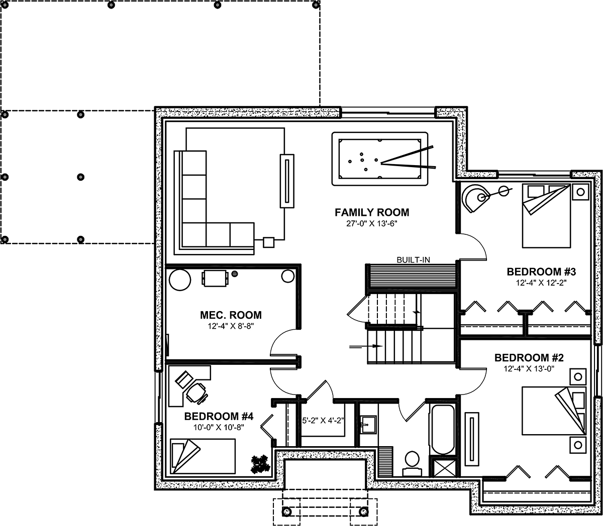Country Craftsman Farmhouse Lower Level of Plan 76597