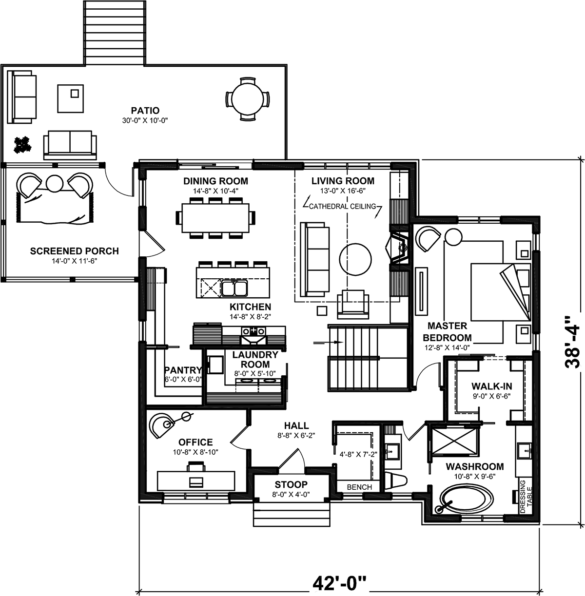 Country Craftsman Farmhouse Level One of Plan 76597
