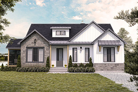 Country Craftsman Farmhouse Elevation of Plan 76597