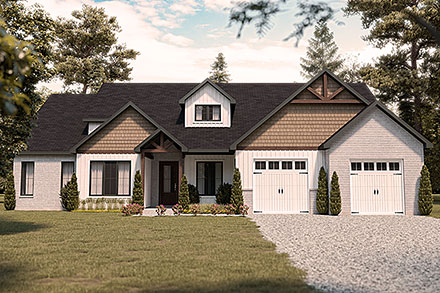 Country Craftsman Farmhouse Ranch Elevation of Plan 76599