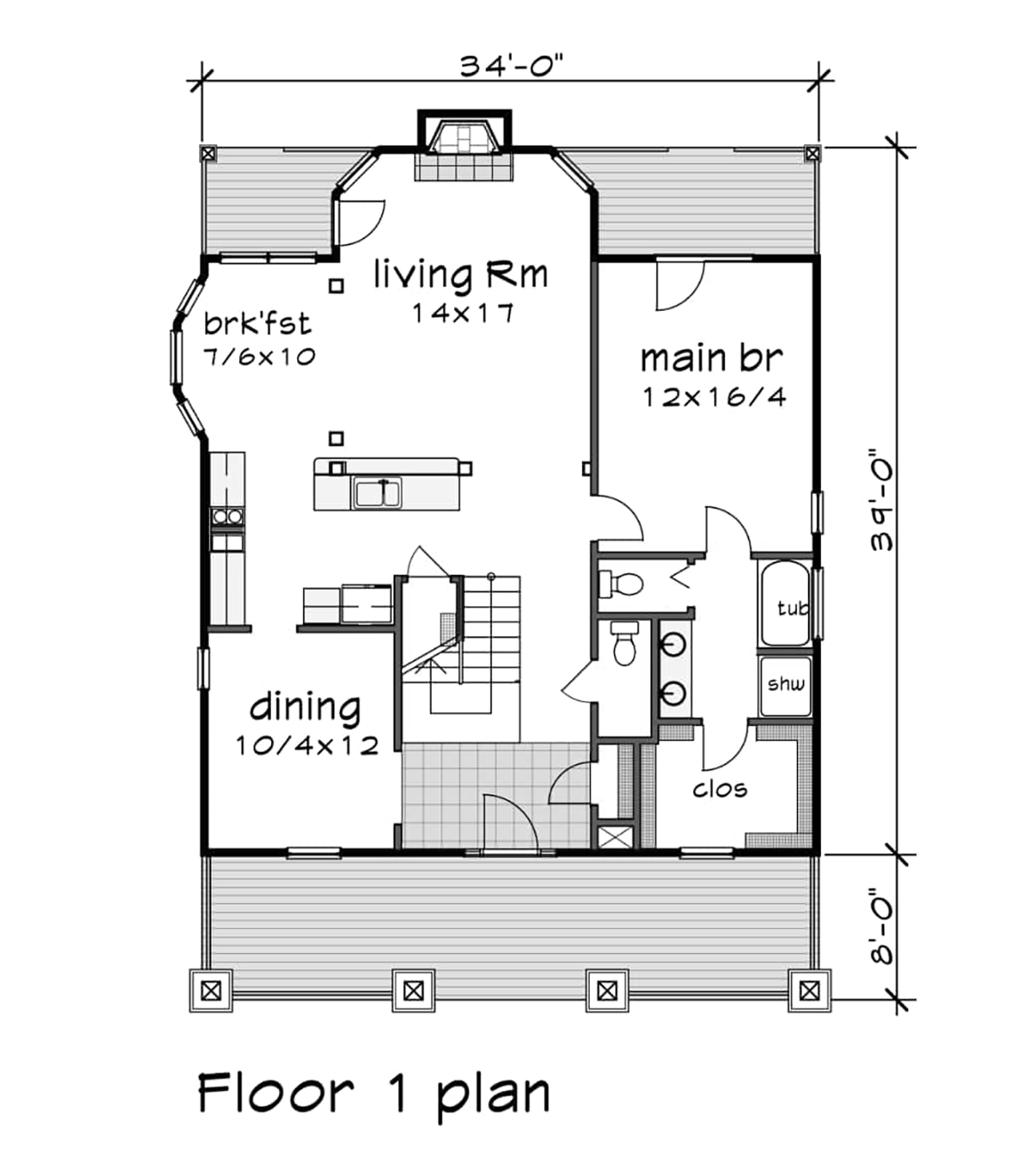 Country Craftsman Level One of Plan 76604